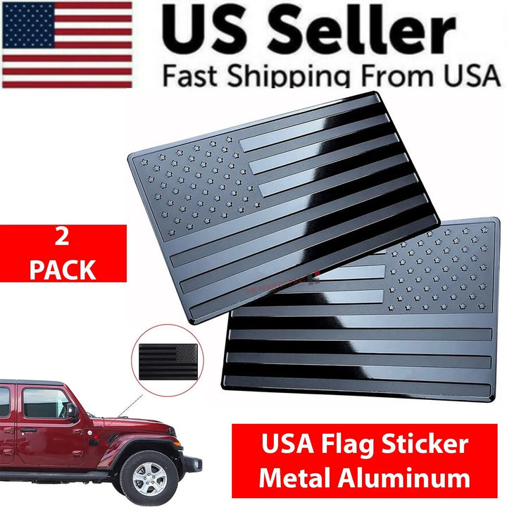 USA Flag Metal Car Decal (2-Pack)