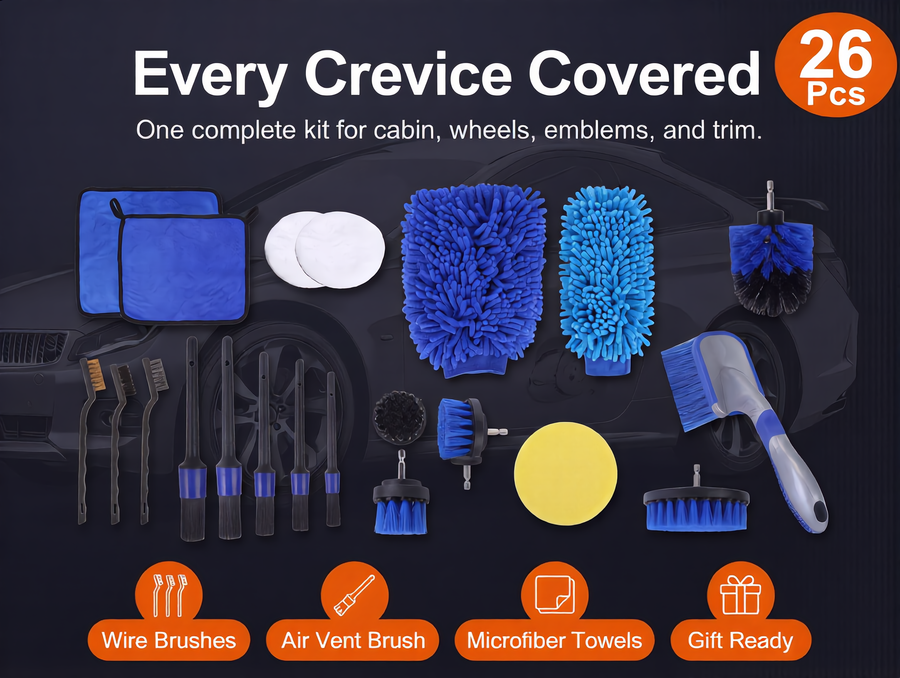 26-Piece Car Detailing Brush Kit